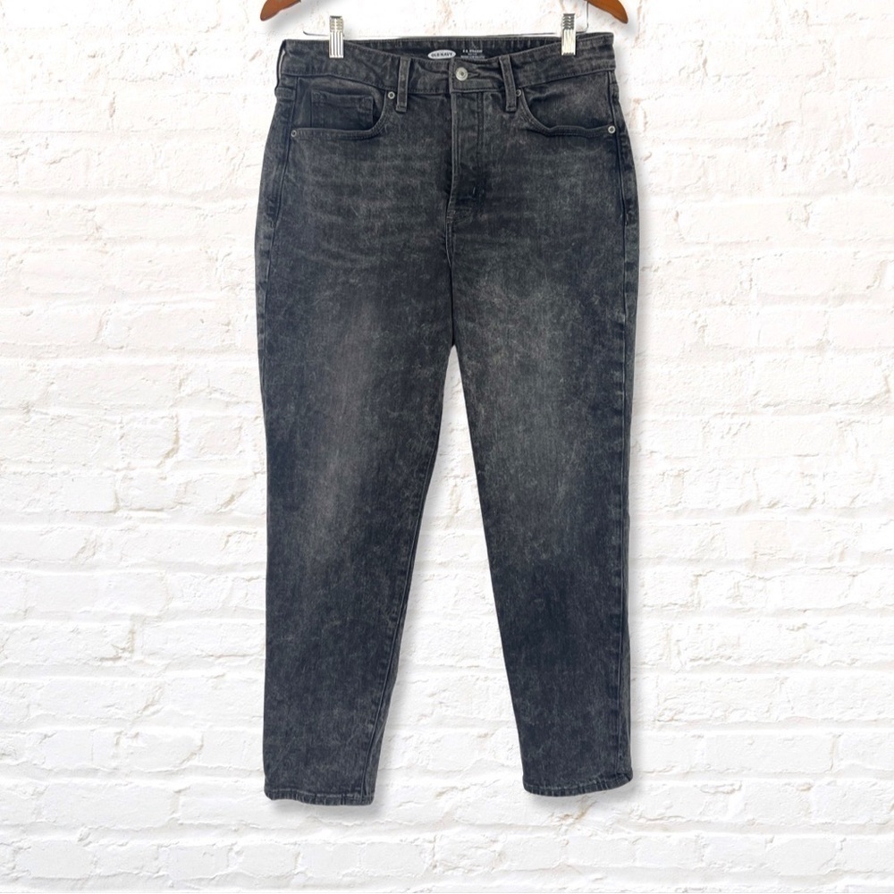 Old Navy High-Rise O.G. Straight Leg Jeans Black Size 12 Secret-Slim Pockets